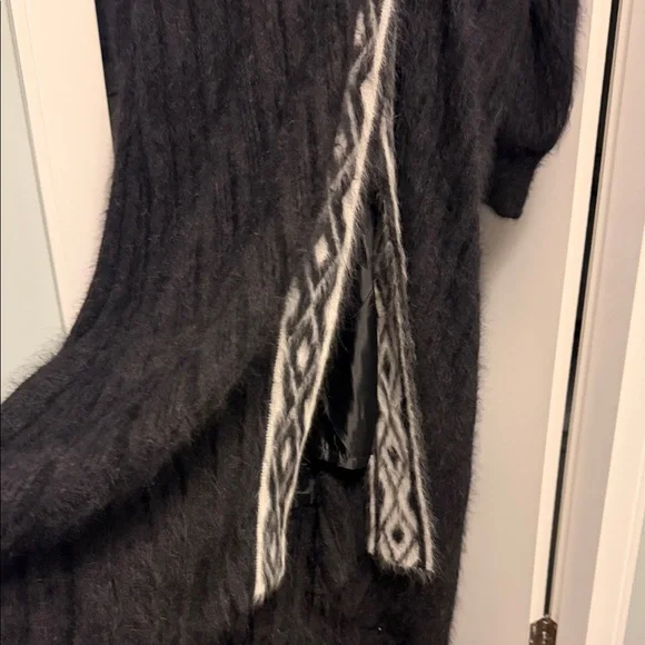 Elegant angora Black Long Sweater Coat size Xl tall